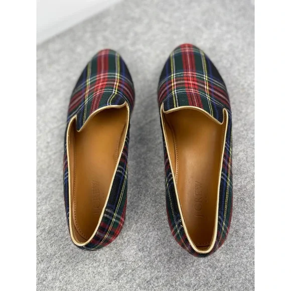 J‎ Crew Factory Plaid Flats Womens 7 Preppy Academic Tartan Slip On Shoes - Picture 6 of 15